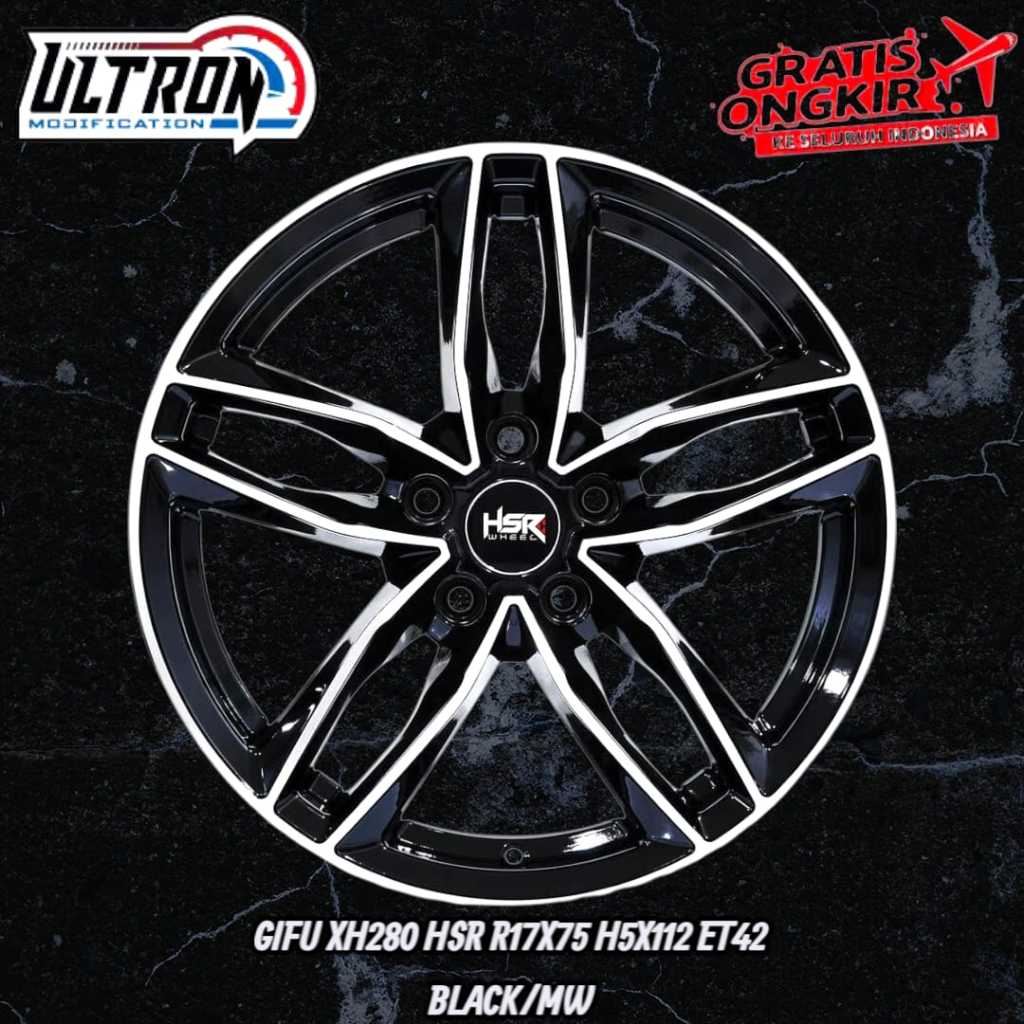 VELG RACING MOBIL TIPE  HSR GIFU XH280 HSR17X75 H5X112 ET42 BLACK MW