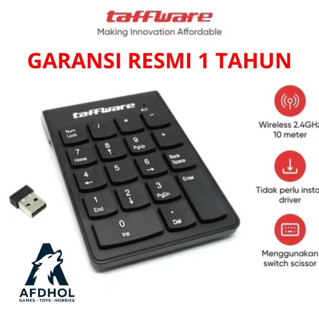 WIRELESS KEYPAD NUMERIC TAFFWARE 2.4GHZ 10 METER I120 PORTABLE PLUG N PLAY NUMERIC NUMPAD KEYPAD ANG