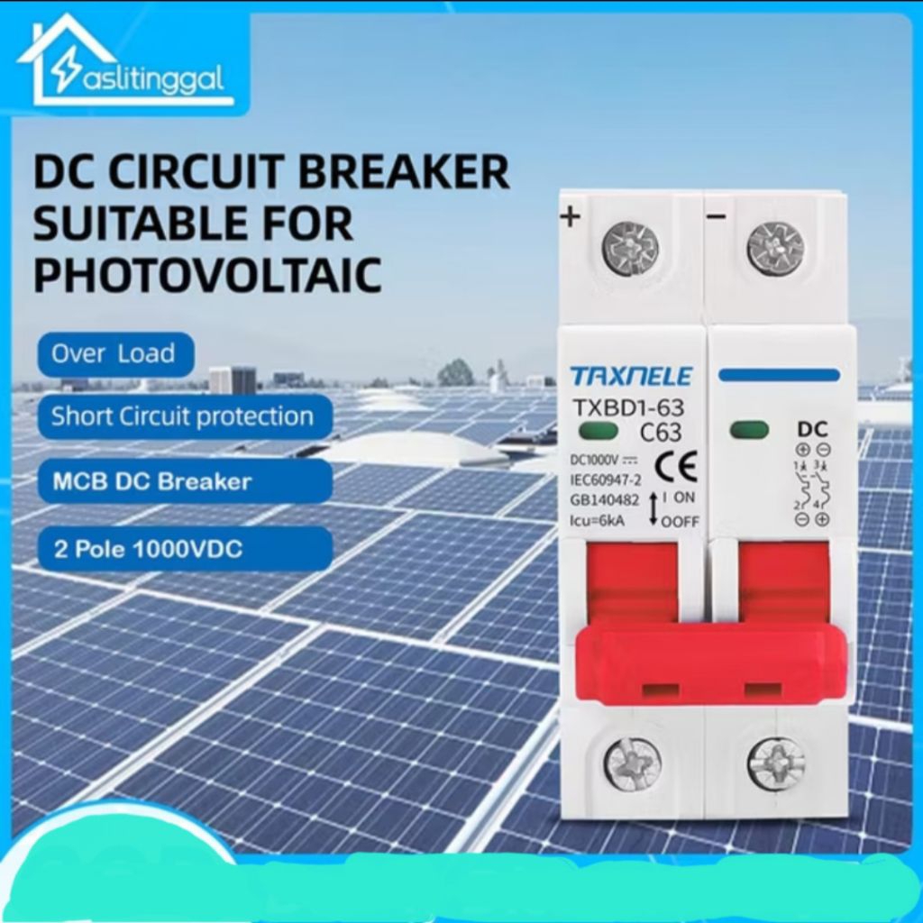 MCB DC 2P 63A 12V-1000V u/ Solar Panel