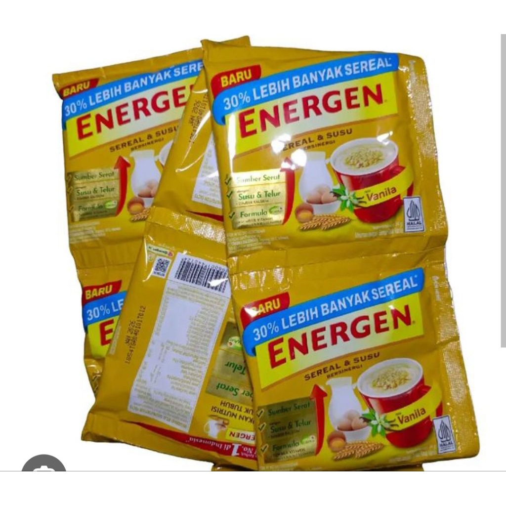 

Energen Sereal Rasa Vanila Kemasan sachet Renceng isi 10 Pcs