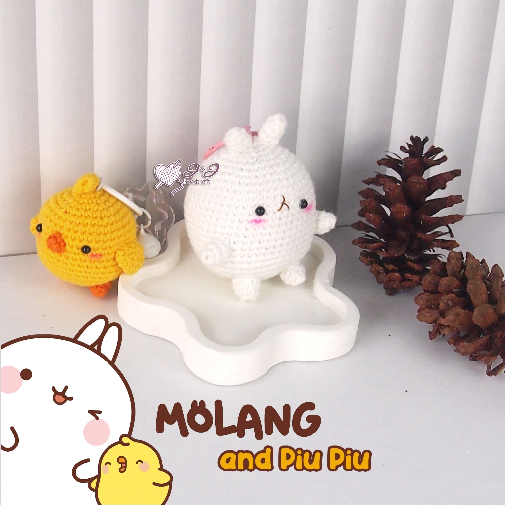 Charm Molang Piu Piu gantungan kunci tas keychain keyring handmade crochet amigurumi