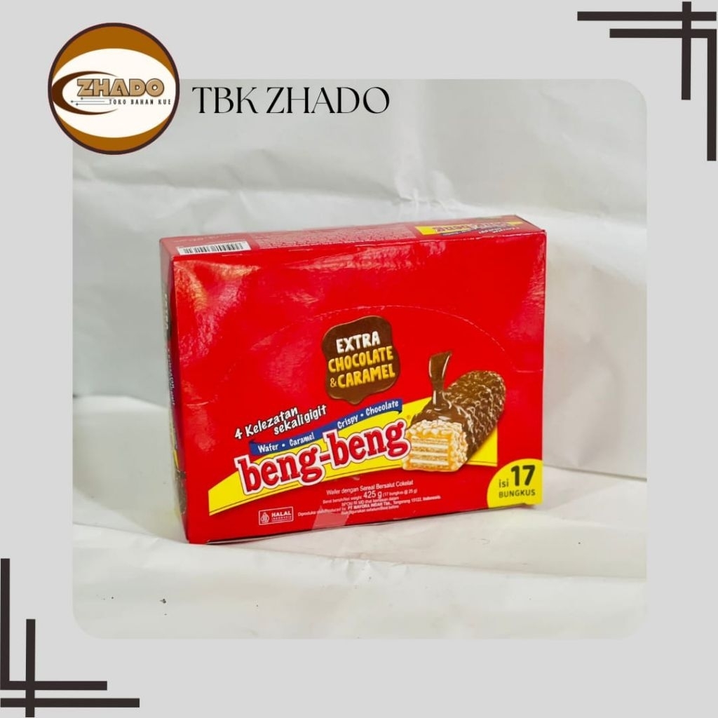 

BENG BENG EXTRA CHOCOLATE CARAMEL BOX 1 BOX ISI 17 PCS X 20 G