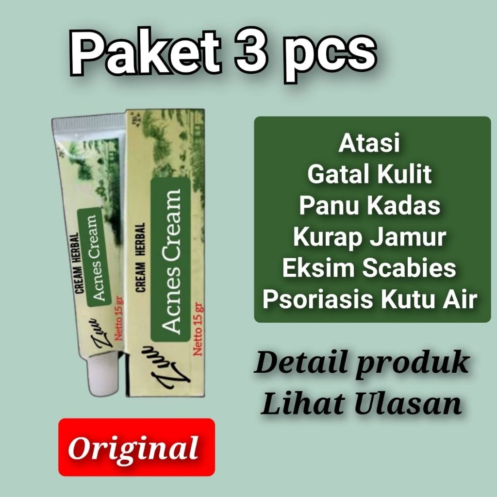 Paket 3 pcs Krim Perawatan Kulit dan Jerawat Acnes Cream Salep Gatal Original