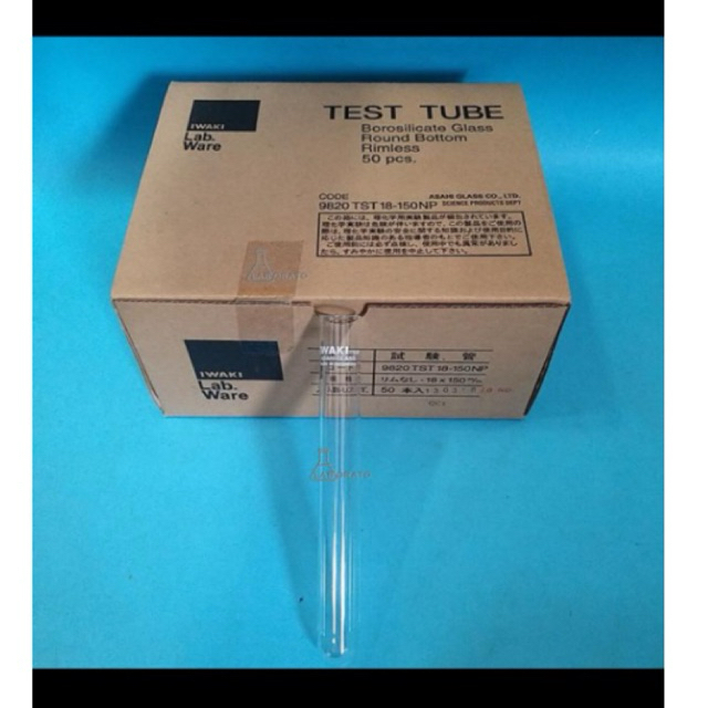 tabung reaksi merk pyrex iwaki ukuran 16mm x 150mm