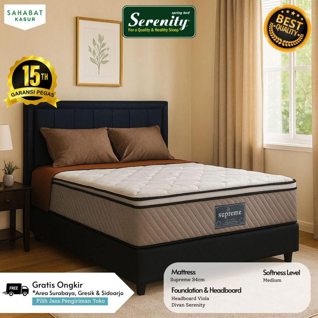 FULL SET Kasur Springbed Serenity Elite SUPREME Plush Top | Kasur Springbed Serenity Elite Springbed