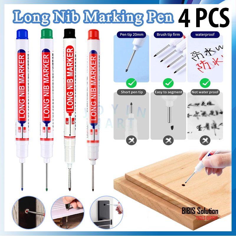 

4 pcs Spidol Tukang Nib Marker Alat Tulis Penanda Spidol Warna Long Nib Head Marker Multifungsi harga 5 pcs