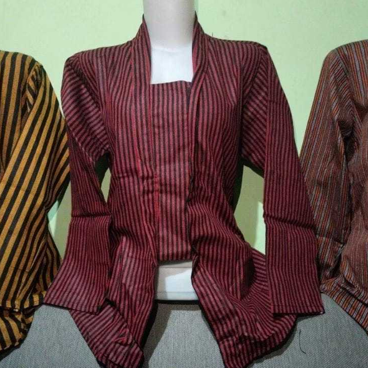 Kebaya Dewasa Wanita jawa Baju Lurik Adat Jawa Wanita Kebaya Lurik Merah Biru Hijau