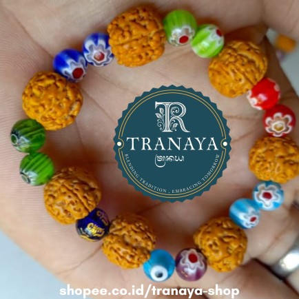 TRANAYA Gelang Genitri rudraksa Bali kombinasi manik-manik 7 Genitri keberuntungan