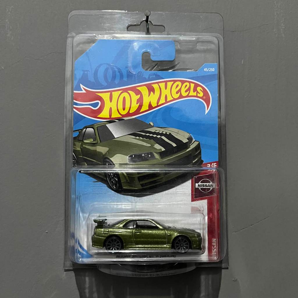 Diecast Hot Wheels Nissan Skyline GTR R34 BNR34 Hijau Free Protektor