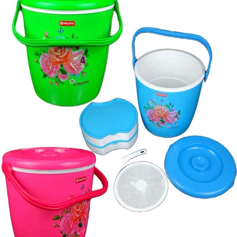 Pacific Termos Nasi Piknik Set 15 liter  Plastik PP 5 dengan Desain Bunga Warna Cerah dan Tutup yang