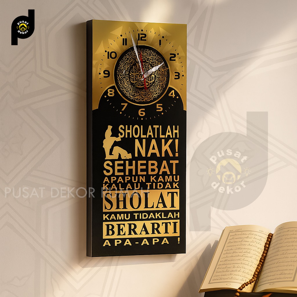 Jam Dinding Islami Sholatlah Nak Hiasan Dinding Ruang Tamu Tempel Tembok Solatlah Nak