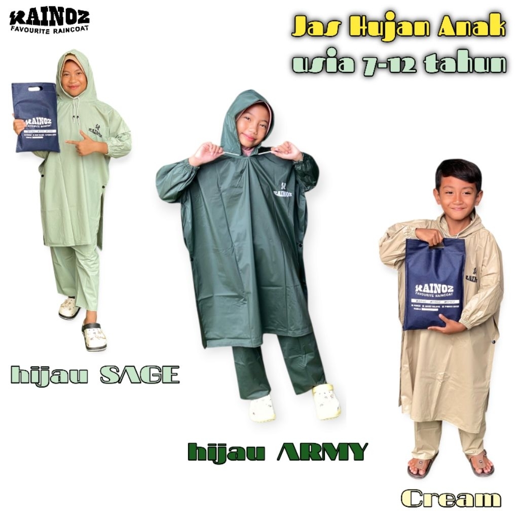 Jas Hujan Anak Ponco Setelan RAINOZ PVC usia 7-12tahun