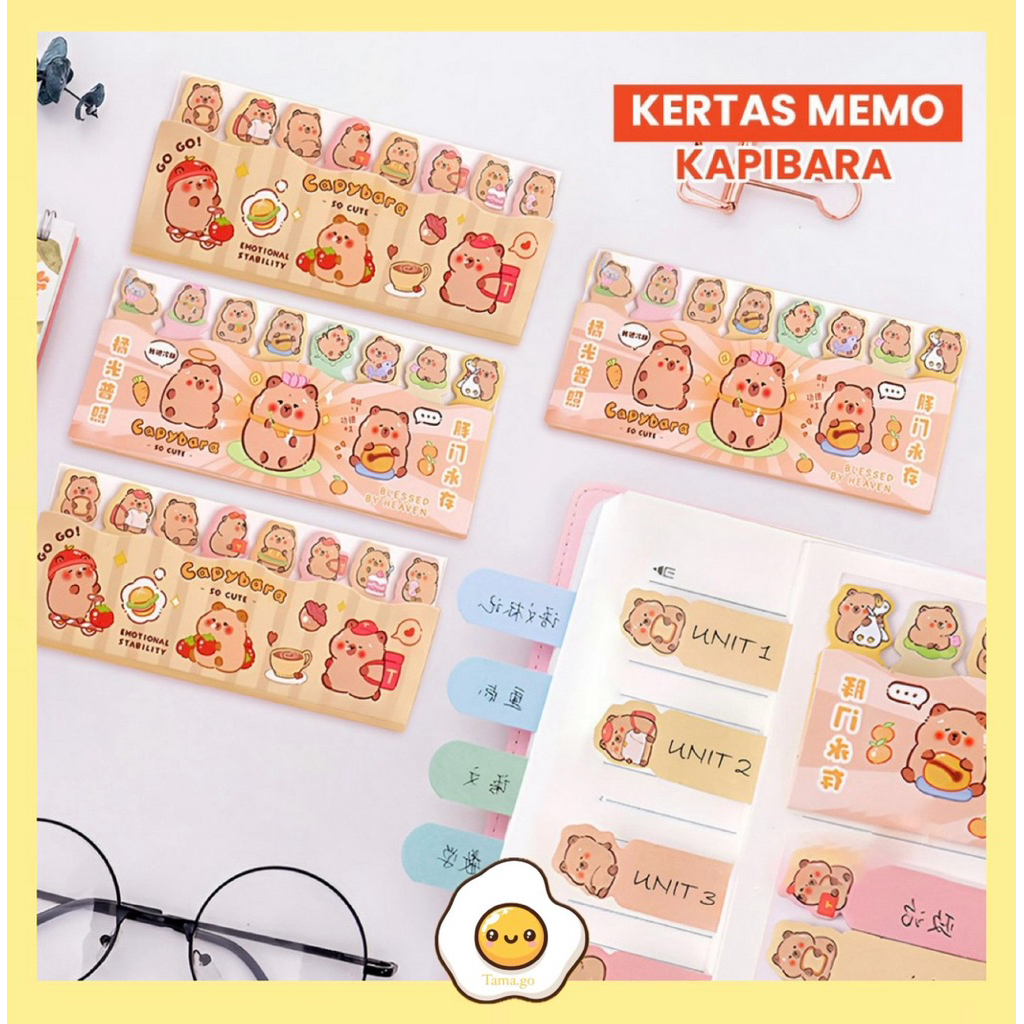 

Sticky Notes Motif Capybara Lucu 8 Baris Pembatas Buku Karakter / Kertas Memo Kapibara Catatan Penanda Buku Stick Note Stationery