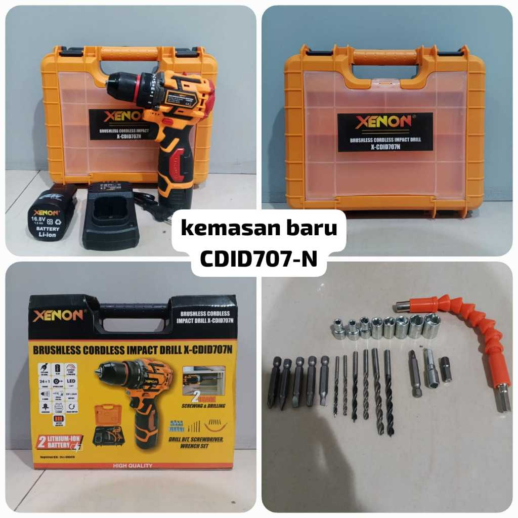 XENON CDID707 Cordless Bor Beton 14.4 V Baterai Impact Drill Besi Kayu