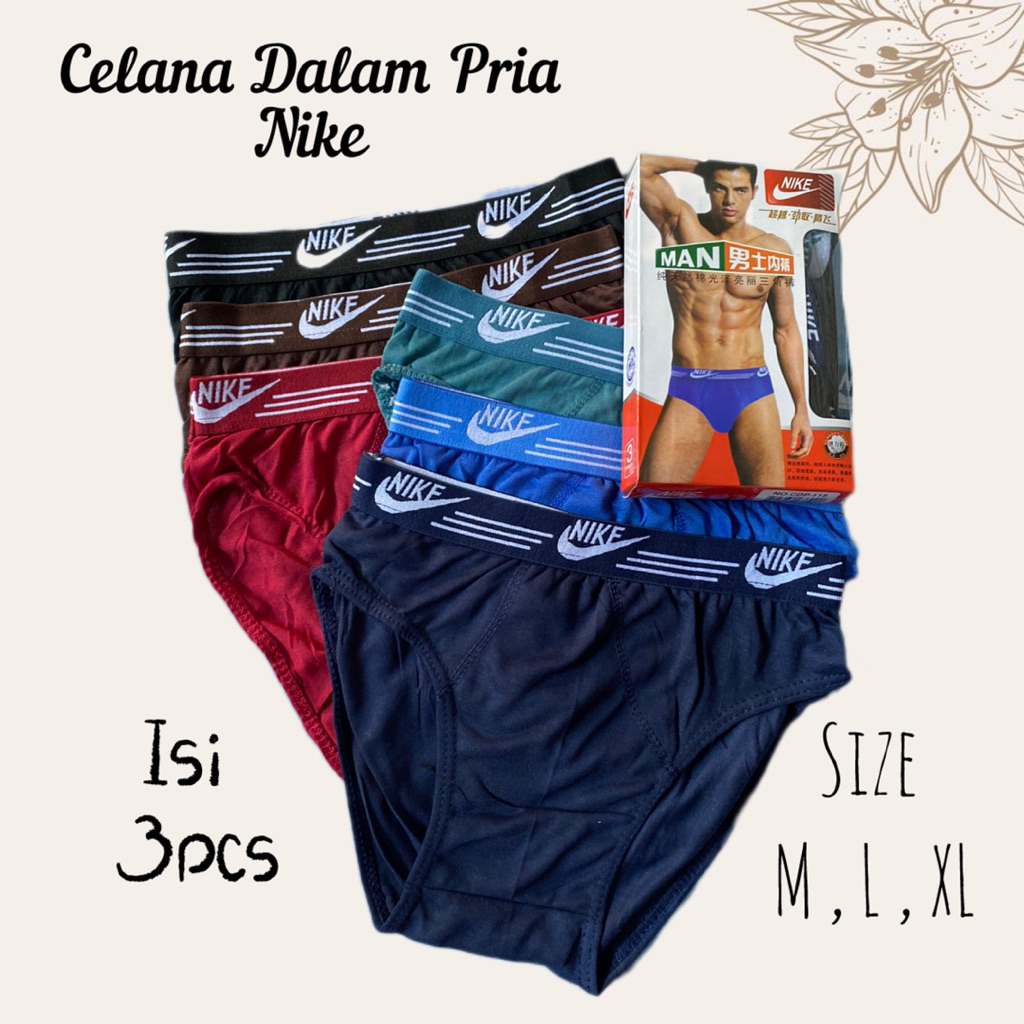 [3pcs] Celana Dalam Pria Nikee Katun //  CD Cowok Dewasa Remaja Nike Katun Paket 3pcs