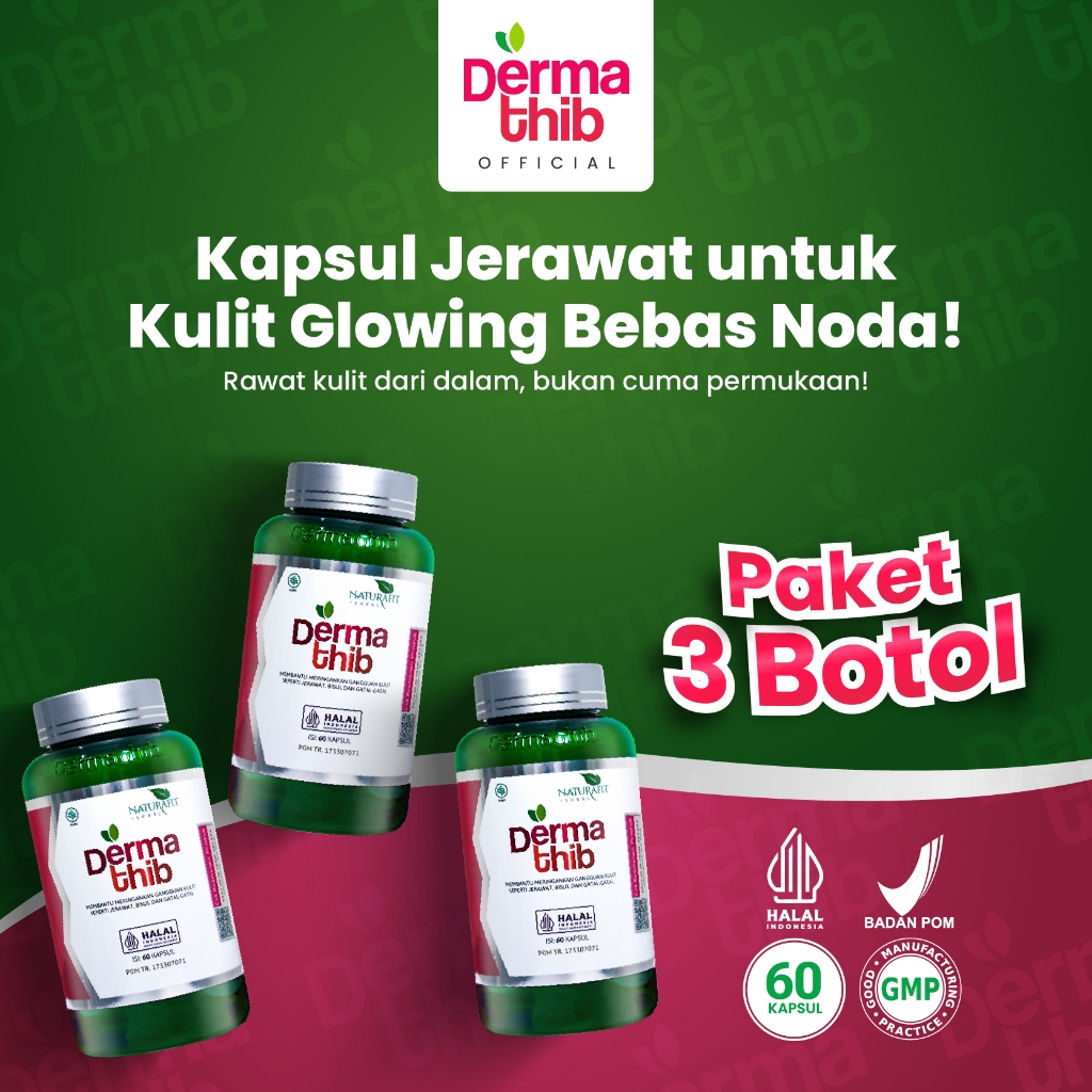 Dermathib Acne Treatment Suplemen Bantu Atasi Jerawat Batu, Meradang, Punggung Isi 60 Kapsul BPOM