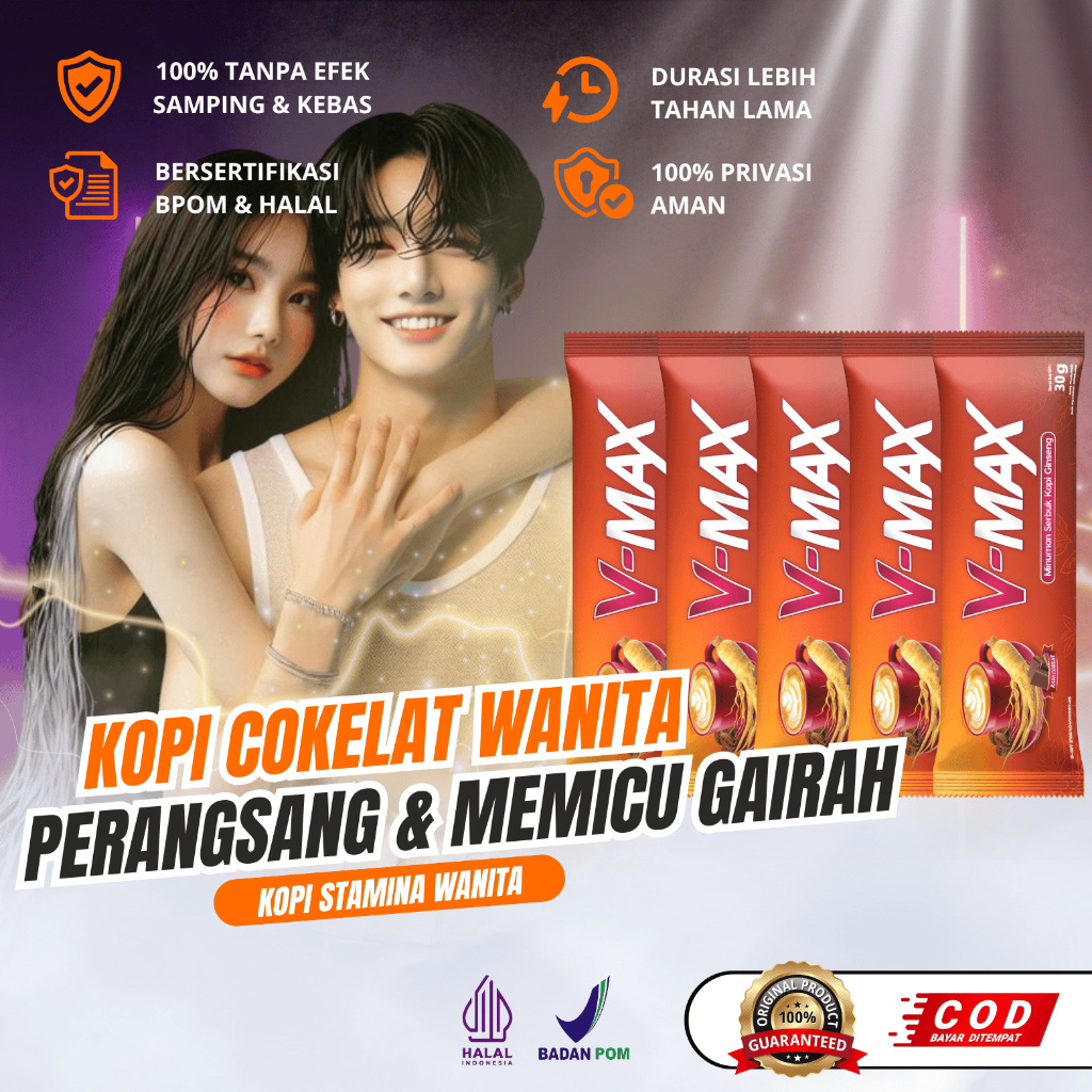 

V-MAX Coffee Minuman Serbuk Kopi Ginseng Rasa Cokelat Untuk Wanita Kemasan 5 Sachet / V Max Kopi Stamina Wanita Bpom Halal
