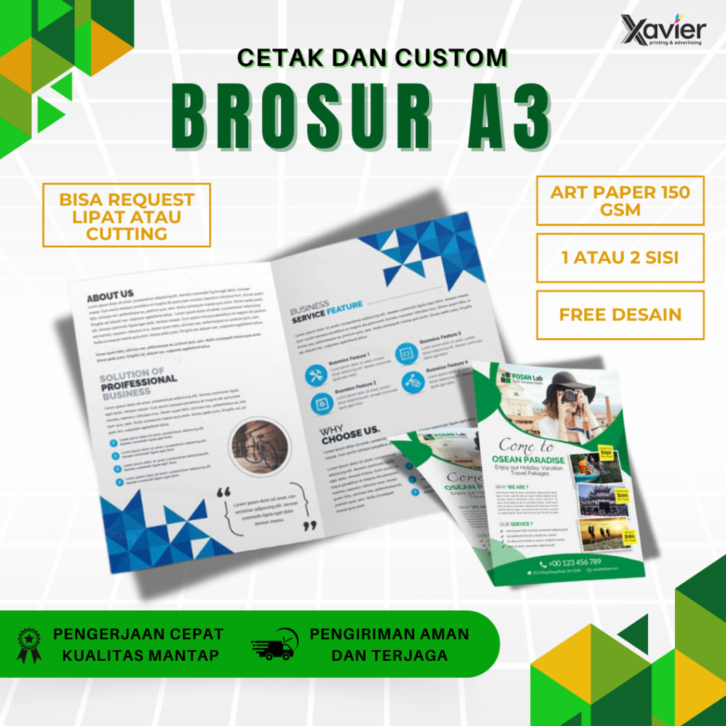

CETAK BROSUR / SELEBARAN BISNIS PRODUK DAN JASA MURAH FULL COLOR KERTAS A3 ART PAPER 150 GSM