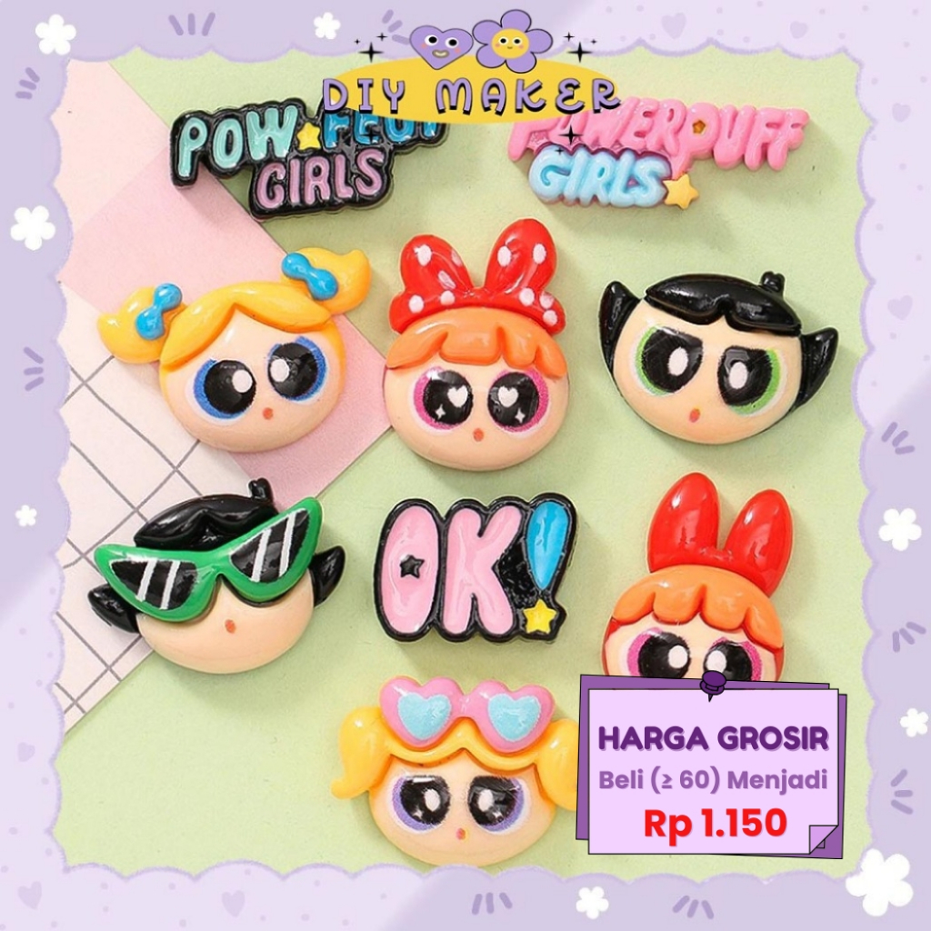 

DM Clay Bros Pin Stiker 3D Aksesoris DIY Gantungan Botol Minum Karakter Powerpuff Girls Dekor 3D-022
