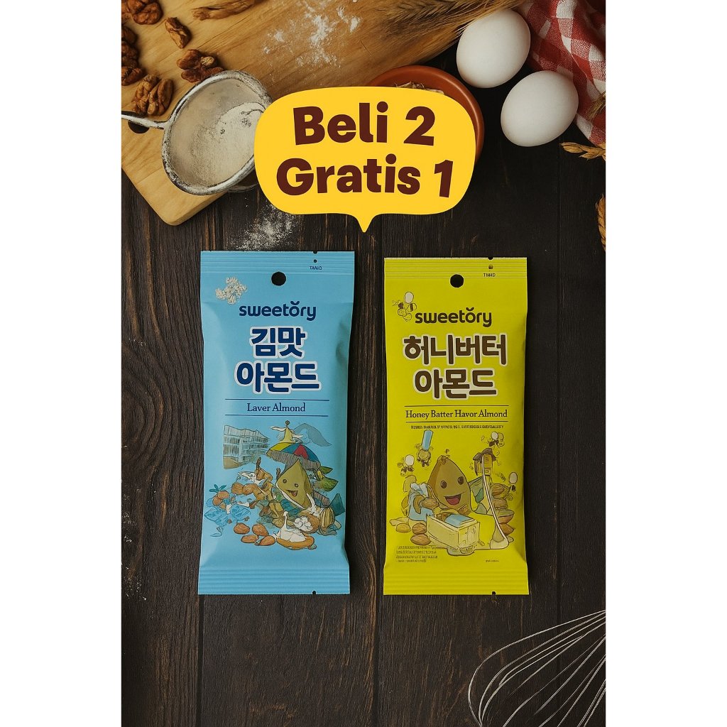 

PROMO !!! BUY 2 GET 1 Sweetory Laver Almond & Honey Butter Flavor Almond