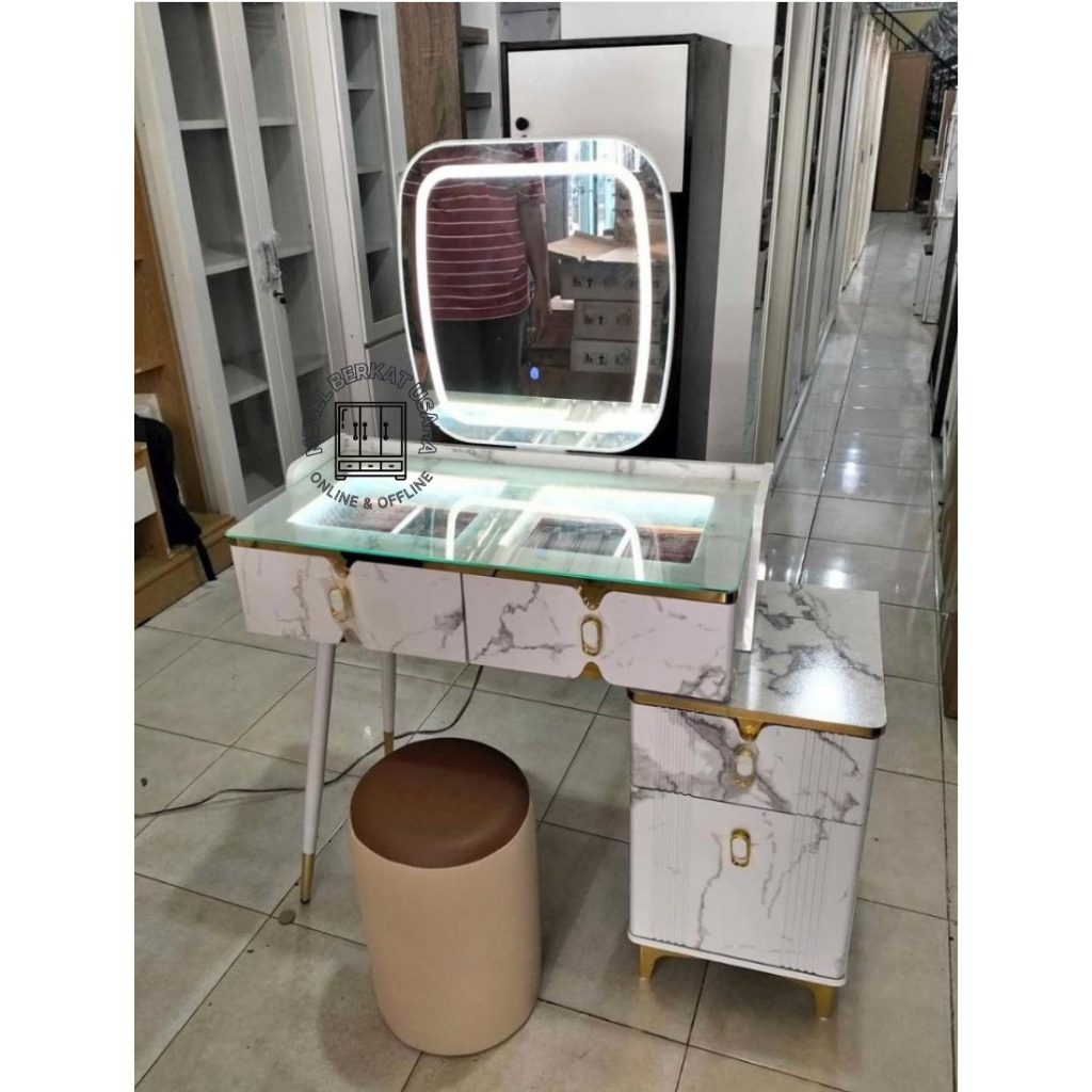 Meja Rias Lampu LED Touch Screen Marble
