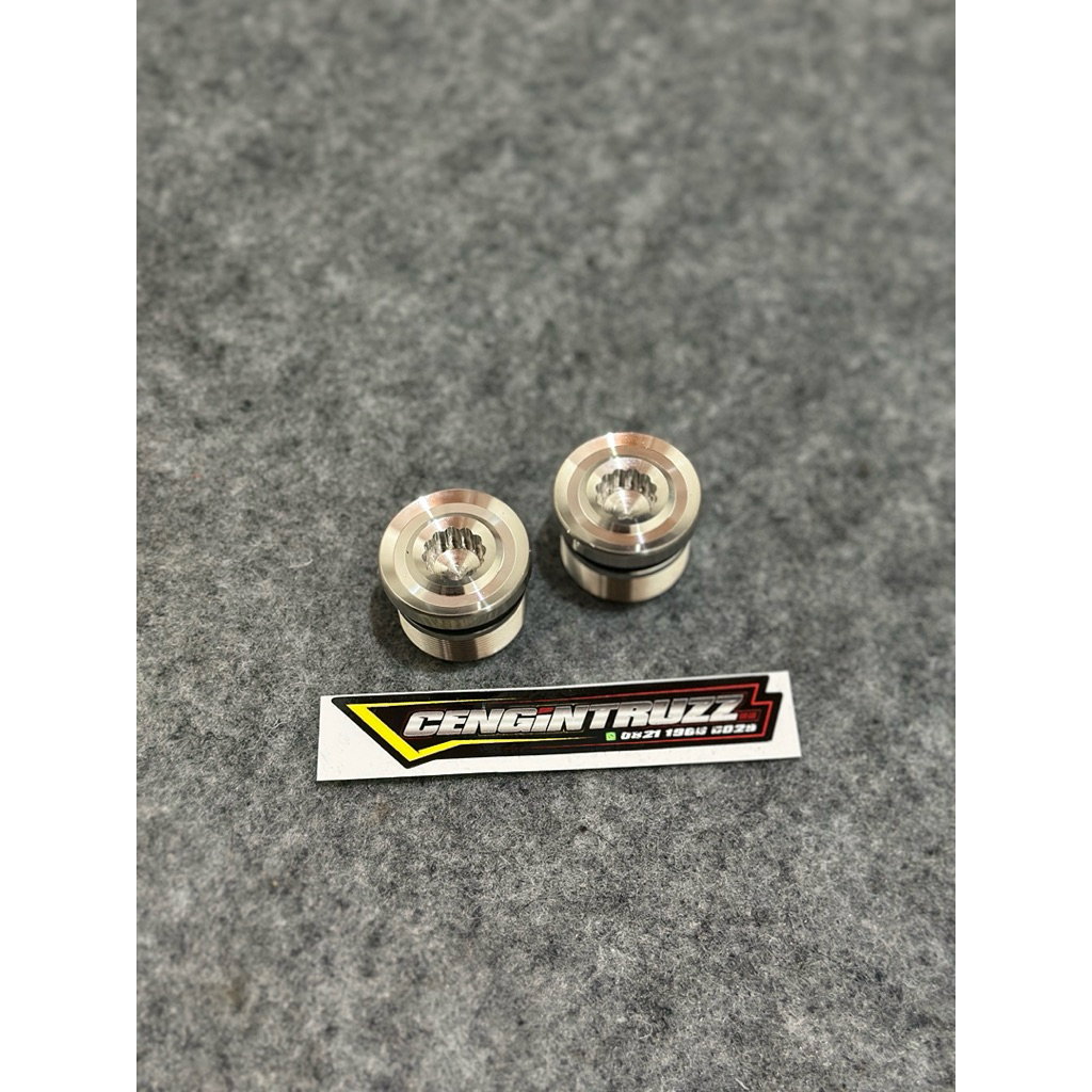 Tutup shock ninja RR baut shock depan ninja RR SILVER cnc STAINLES import