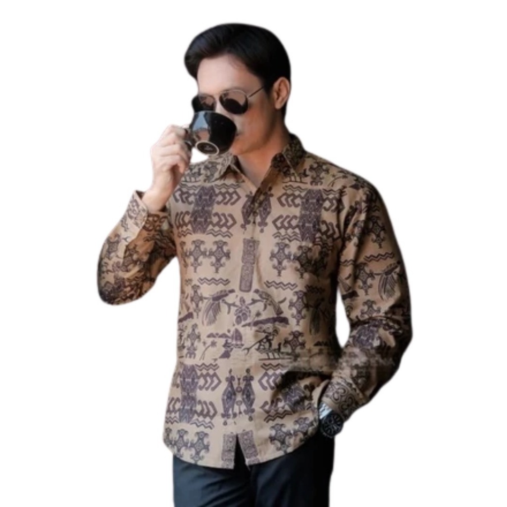 Batik Antasena - Kemeja Batik Pria Asmat Cream