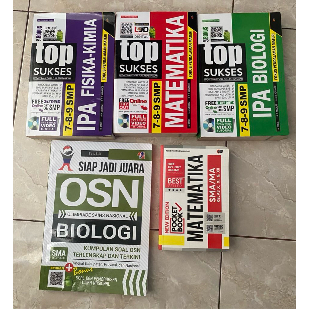 PRELOVED BUKU TOP OSN BIOLOGI MTK FISIKA KIMIA SMP SMA