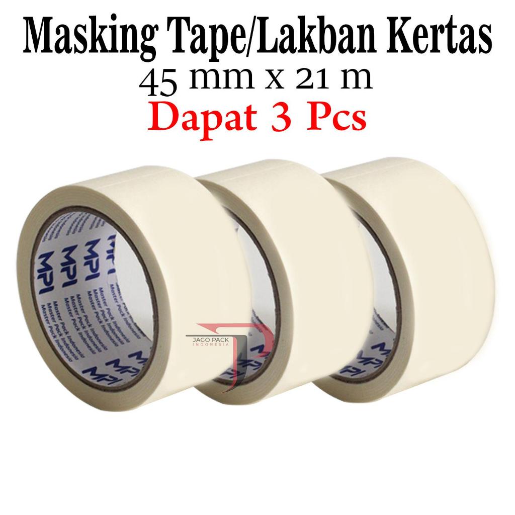 

3 PCS - Lakban Kertas 45 mm x 21 Meter - Masking Tape 45mm x 21 M
