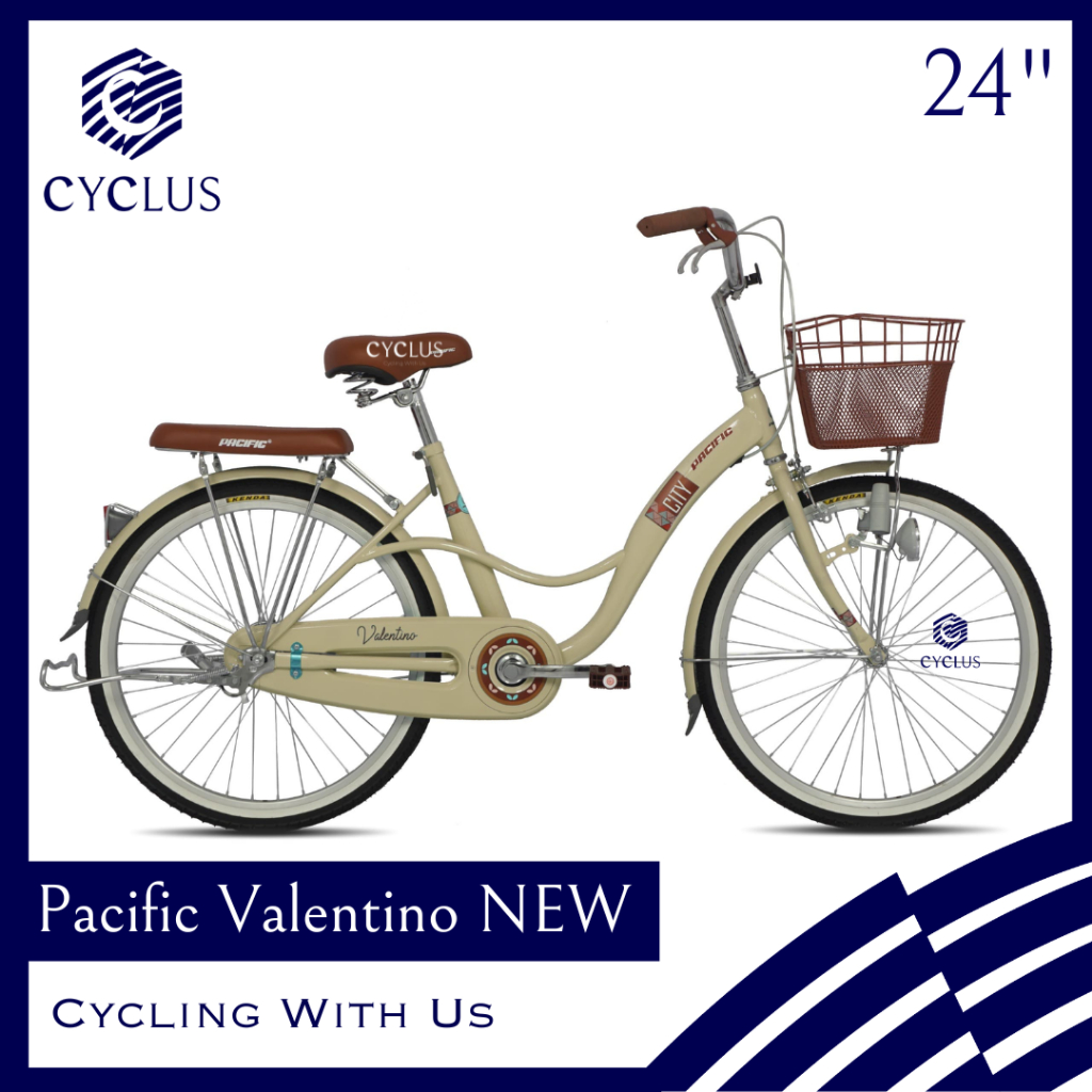 Sepeda Mini CTB Pacific Valentino 24 inch Keranjang Wanita Anak Dewasa Single Speed