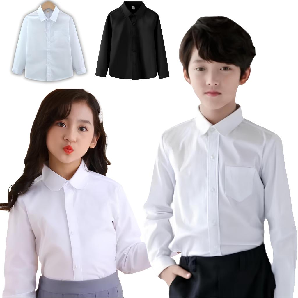 Kemeja Putih Anak Lengan Panjang - Kemeja Putih Polos Anak Perempuan - Kemeja Putih anak laki laki