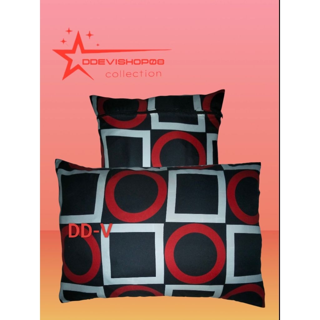 sarung bantal tidur resleting sarung bantal tidur murah warna merah putih hitam motif kotak-kotak  b