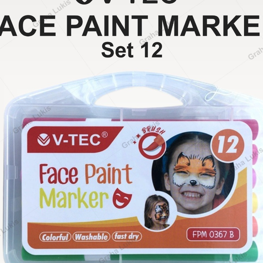 

V-TEC FACE PAINT MARKER SET 12 - FPM 0367 B