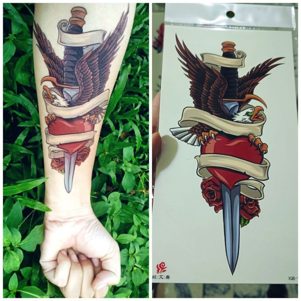 tato temporer motif pedang tato lengan tato tangan