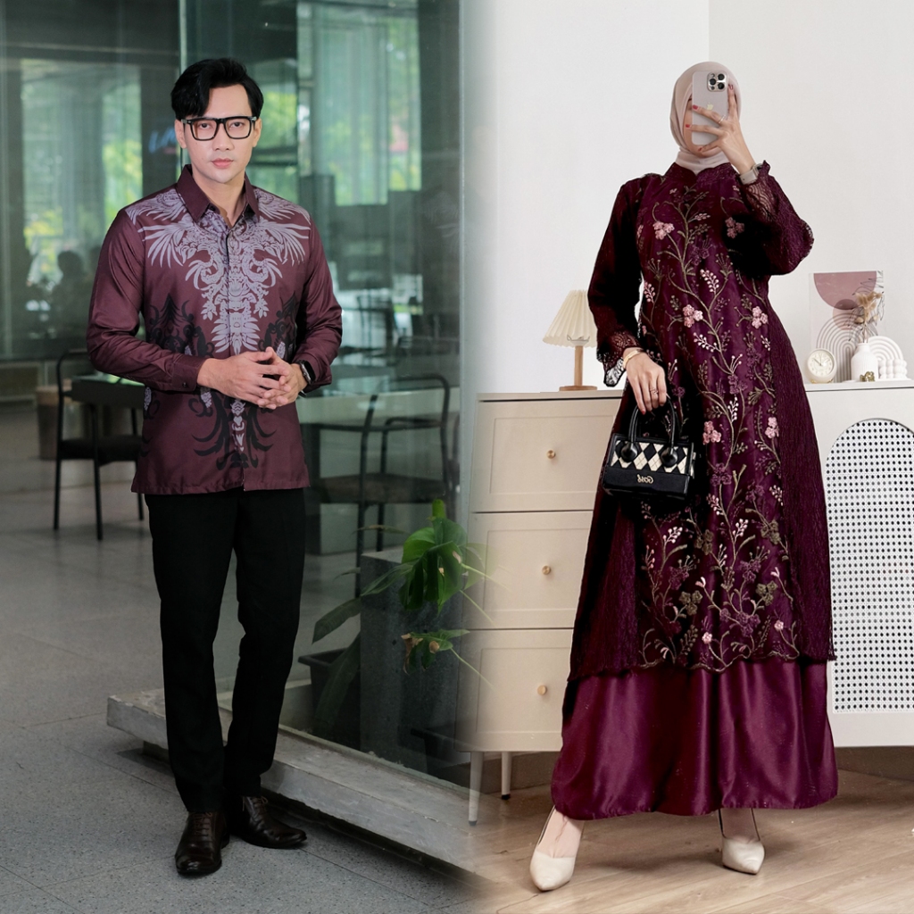 Zahra Batik-Gamis Lebaran 2025 Model Gamis Terbaru Sarimbit | Gamis Brokat Couple Remaja Kekinian | 