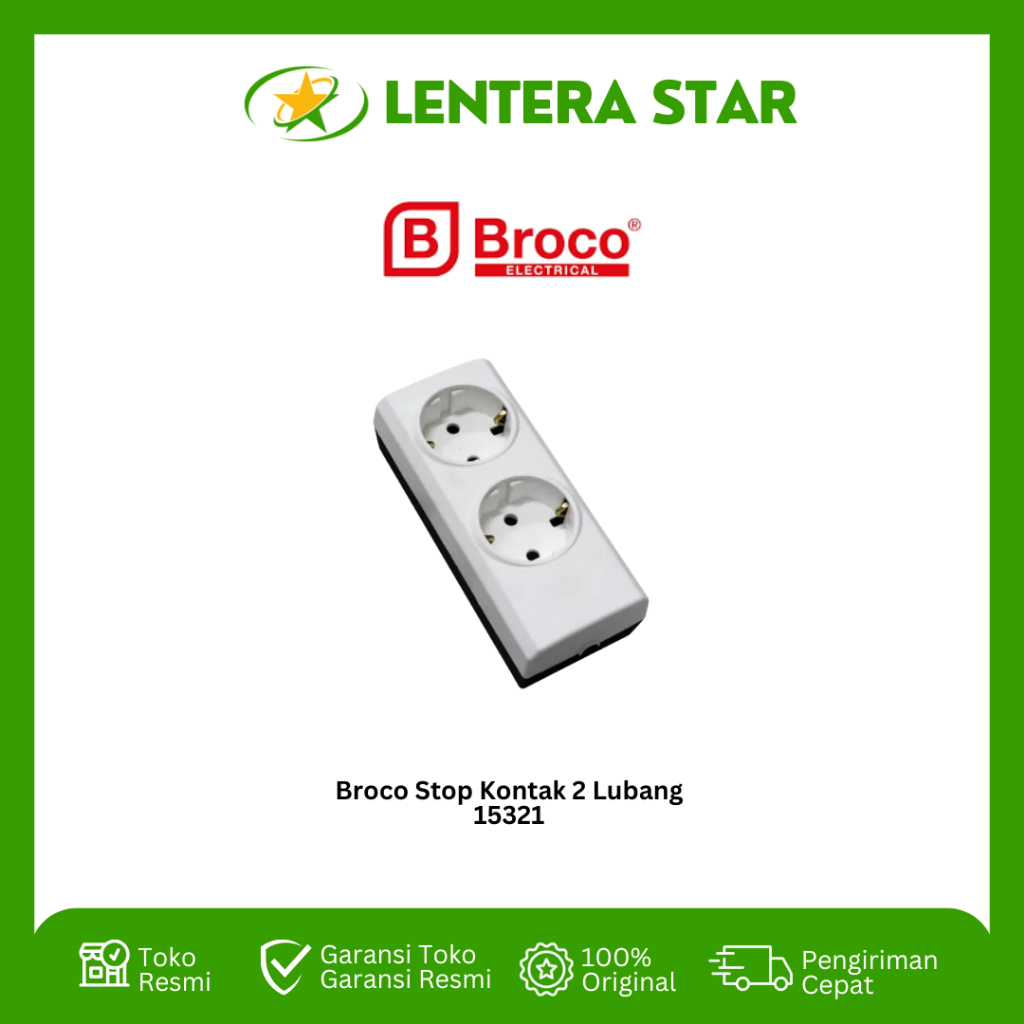 Stop Kontak 2 Lubang BROCO 15321 STOP KONTAK 2 LUBANG BROCO 15321 / Terminal BROCO 2lubang
