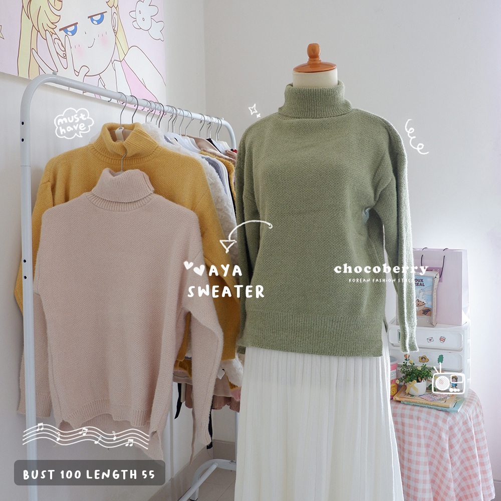 CHOCOBERRY - AYA SWEATER / atasan rajut wanita turtle neck import autumn wanita