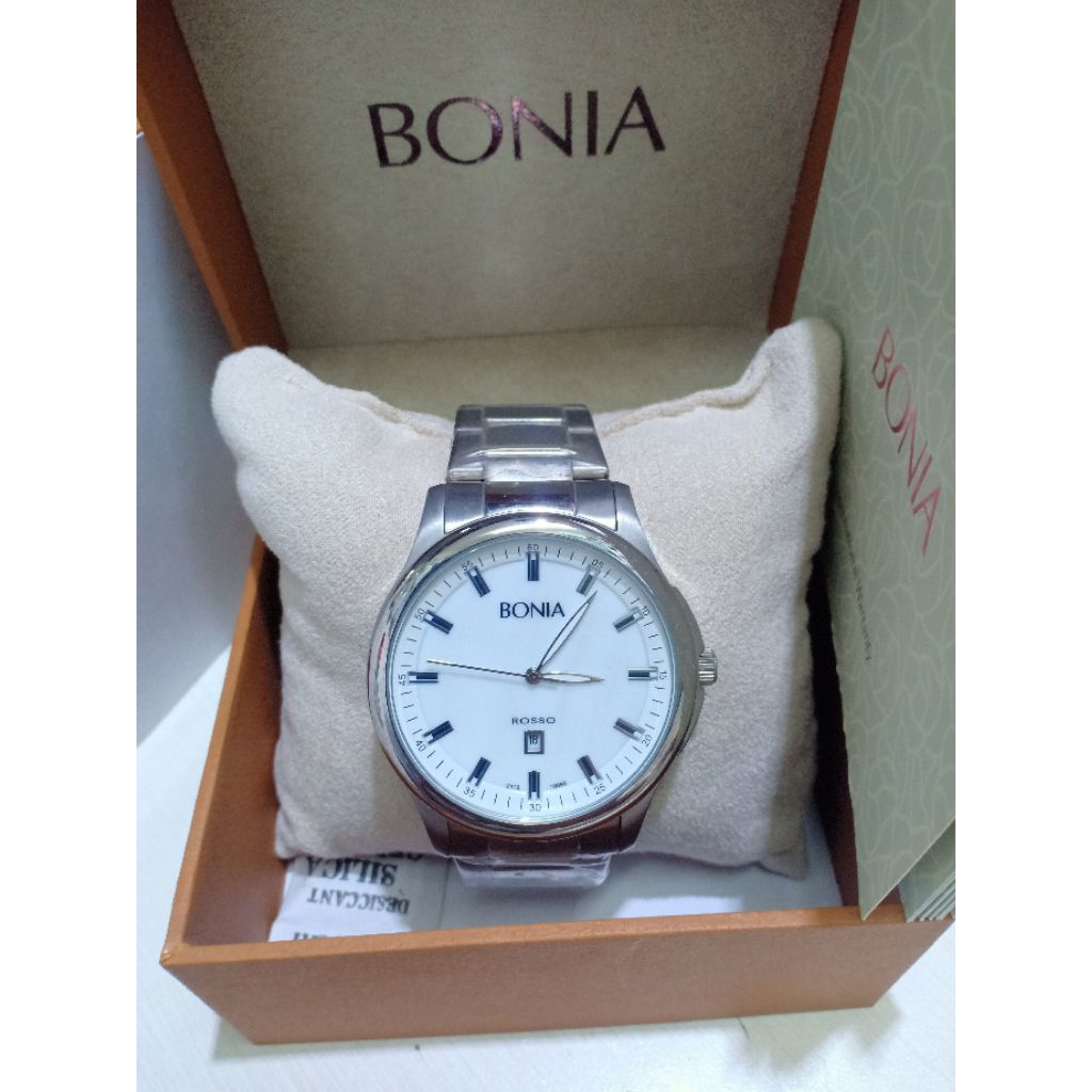 JAM TANGAN PRIA BONIA BNB 10096-1352S ORIGINAL BERGARANSI 1 TAHUN RANTAI SILVER STAINLESS STEEL WATE