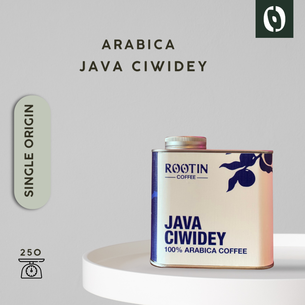 

Rootin Coffee Java Ciwidey Single Origin Arabika Roasted Beans Biji dan Bubuk Kopi / Tin 250gr