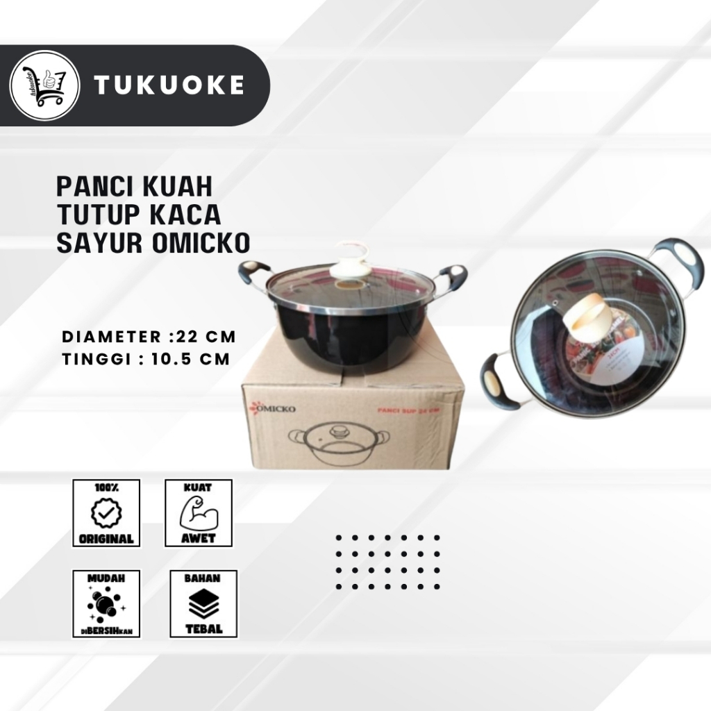 {PENGIRIMAN 24 JAM} PANCI KUAH TUTUP KACA SAYUR OMICKO 22CM / 24CM TUTUP KACA WAJAN ANTI LENGKET