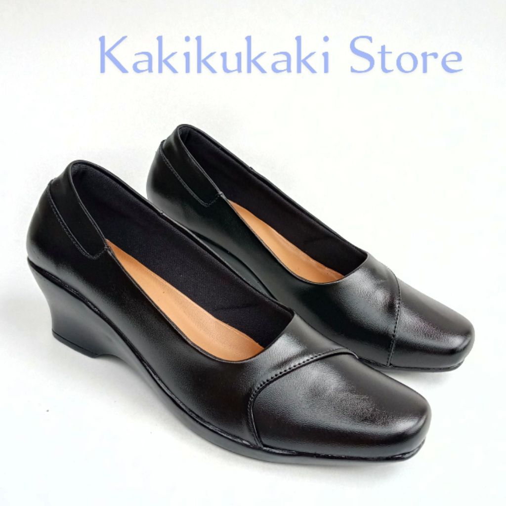 Series 104 Sepatu Kantor wanita Hak 5cm Sol Wedges Tidak Licin