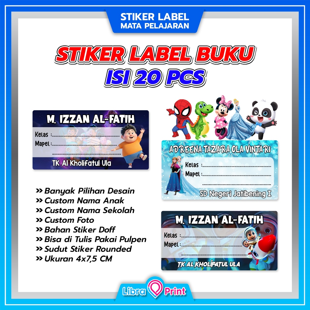 

[ISI 20 PCS] MP - STIKER LABEL MATA PELAJARAN BUKU SEKOLAH CUSTOM FOTO