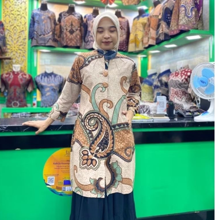 Tunik qistina batik kraton katun lapis trikot