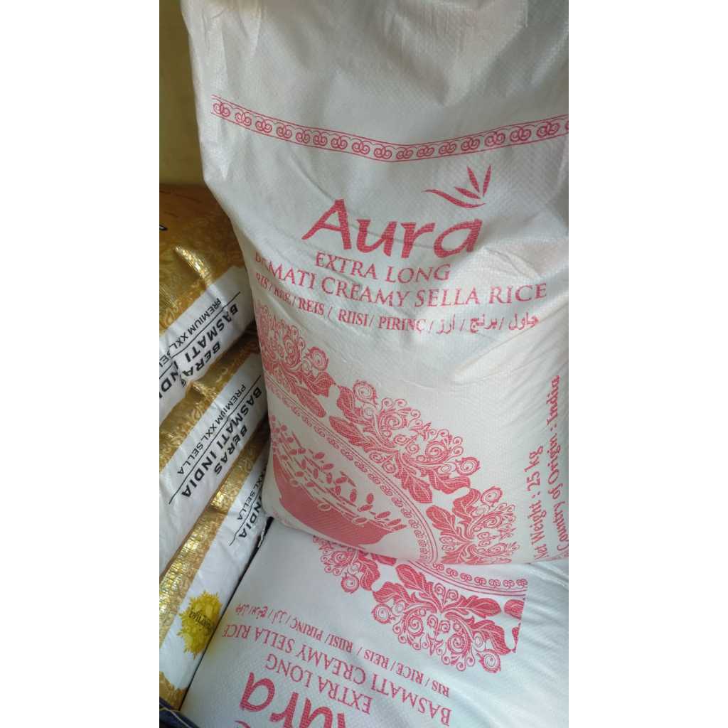 

Beras Basmati AURA Extra Long Creamy sella basmati rice 25 KG