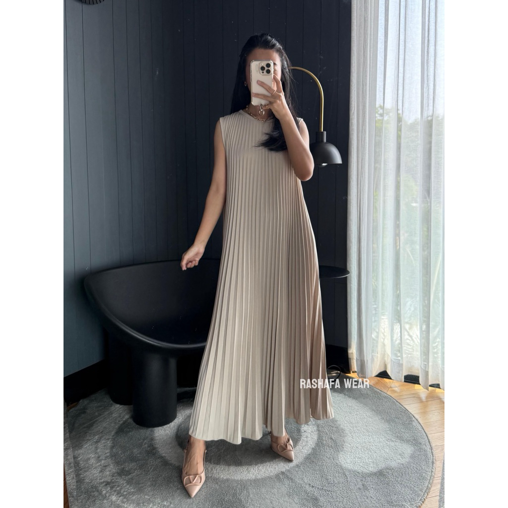 Inner Dress Plisket Tanpa Lengan / Inner Dress Plisket Premium Jumbo / Inner Dress Bumil 03