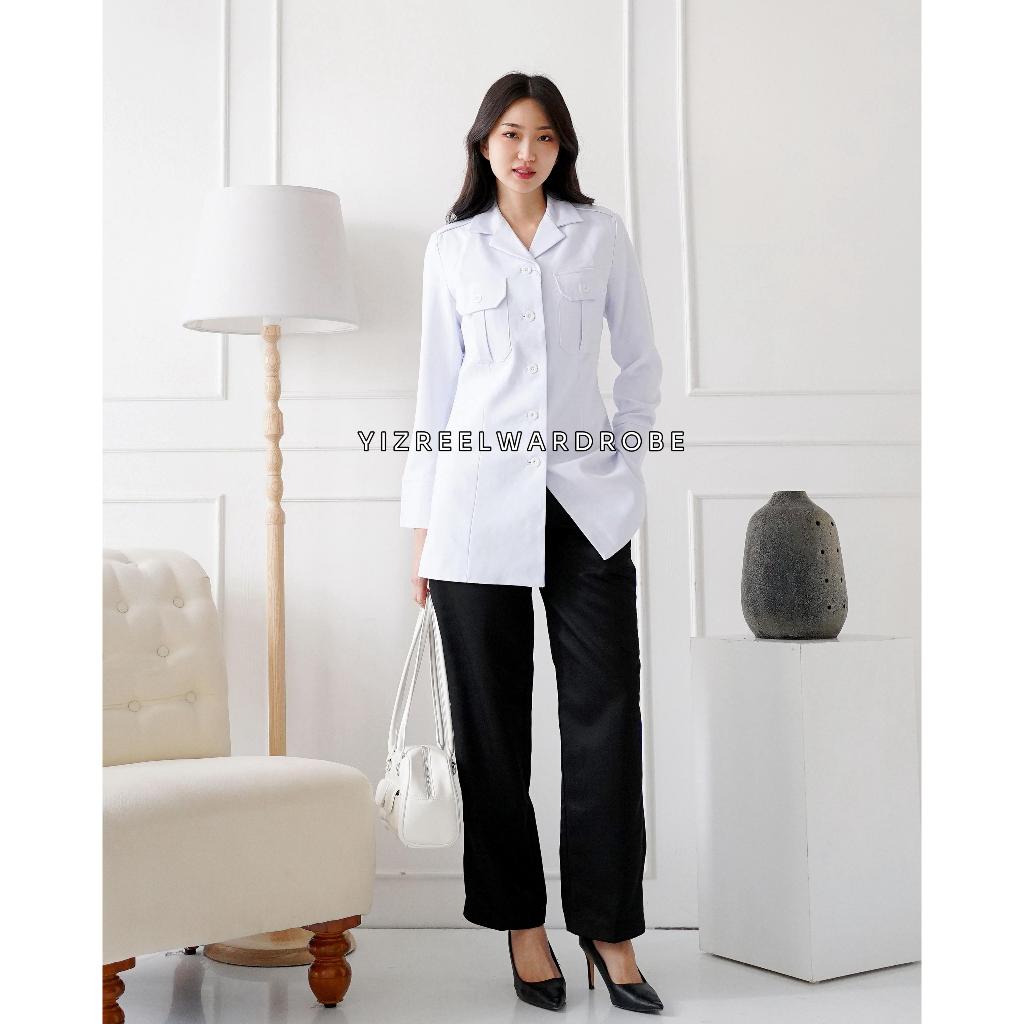 Blazer Wanita / Seragam PNS / Baju Dinas Pemda / Baju Putih PNS Wanita / Baju ASN / Baju Guru Wanita