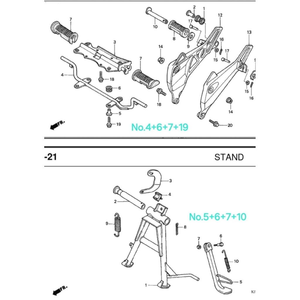 Besi barstep paket plus standar samping untuk motor Karisma atau Supra x 125cc carbu number part 506
