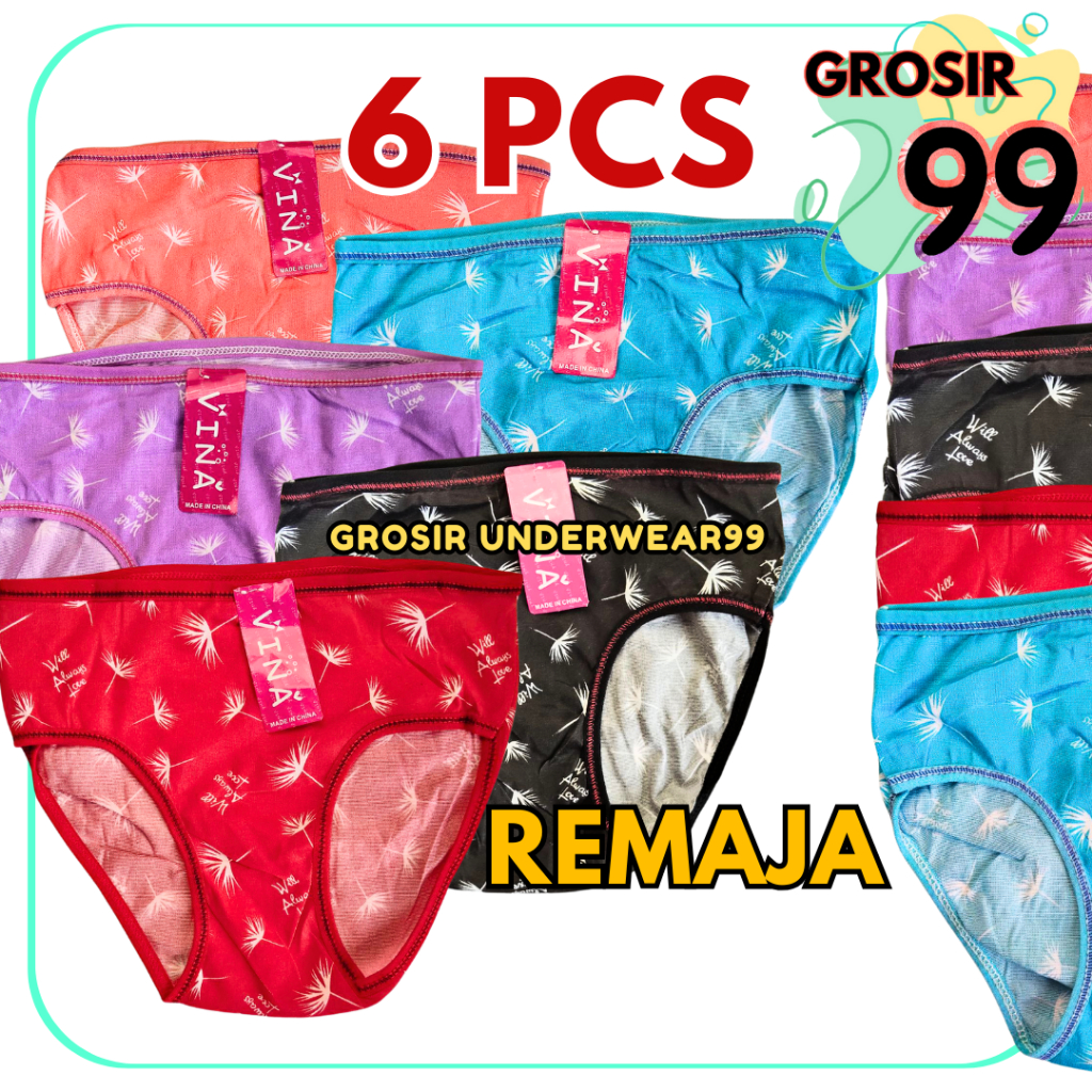 TERLARIS 6 Pcs Celana Dalam Motif Impor Remaja Wanita / Celana Dalam Anak Lusinan GROSIR99