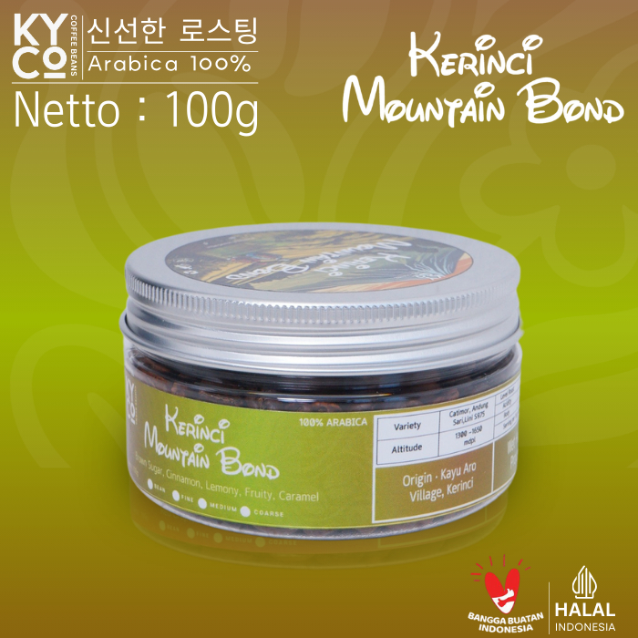 

Biji Kopi Arabika Kerinci Mountain Bond 100 gram - Arabika Wet Hulled Grade 1 | Roast Beans | Brewing | Medium Roast | Fillter | Blend Kopi | Kiyowo Coffee Roastery