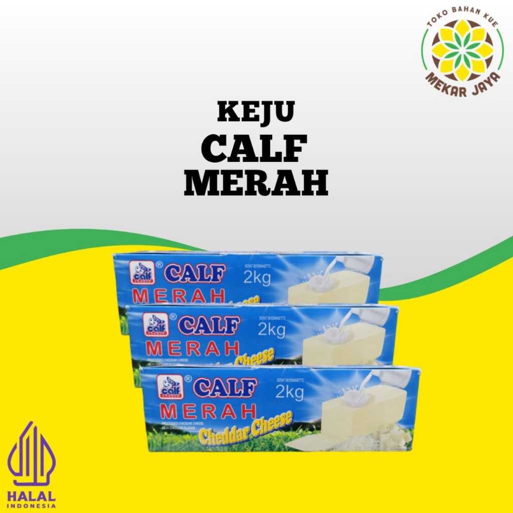 

Keju Calf Merah 2kg - Red Cheddar Cheese 2kg/repack 250g